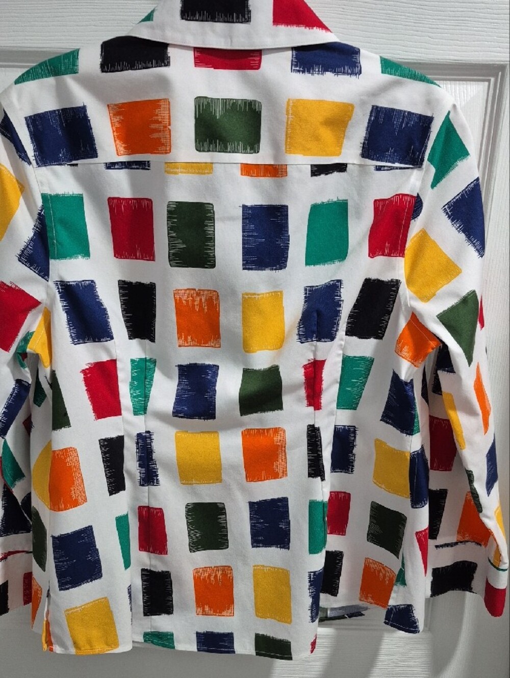 Taylor Gold Label Green, Navy & Yellow Print Blouse - Picture 4 of 4